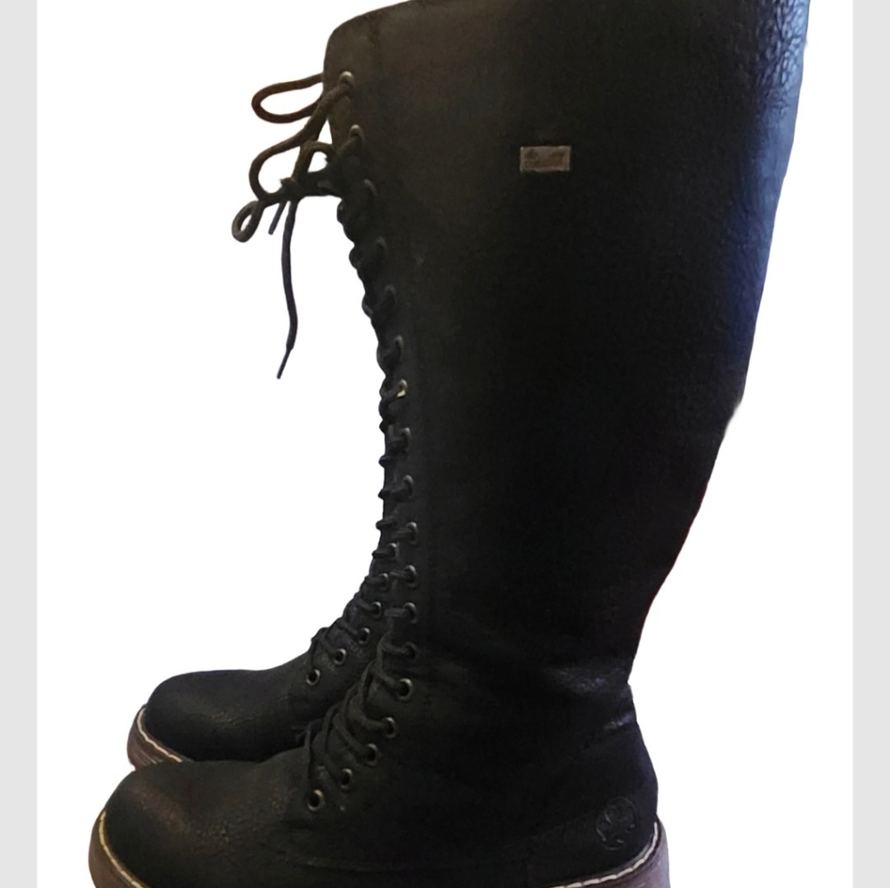 Rieker Black Lace-Up Boots